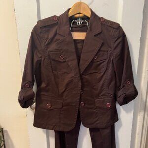 CHOCOLATE BROWN CROPPED PANTSUIT 8P 98% COTTON